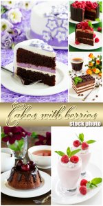  Delicious cakes with fruits and berries - stock photos 