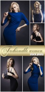  Fashionable woman in stylish dress - stock photos 