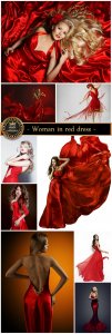  Beautiful woman in red dress - Stock Photo 
