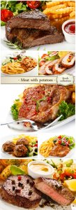  Meat with potatoes and sauce - stock photos 