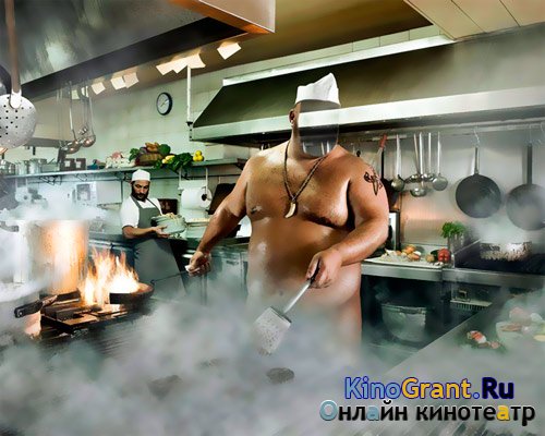 Psd шаблон мужской - Голый повар на кухне